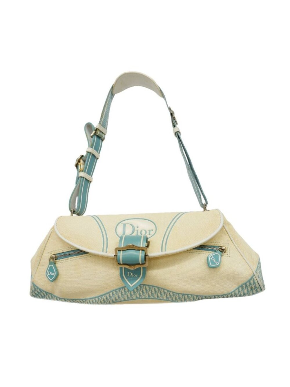 Dior Shoulder Bag Trotter Canvas Ivory Silver